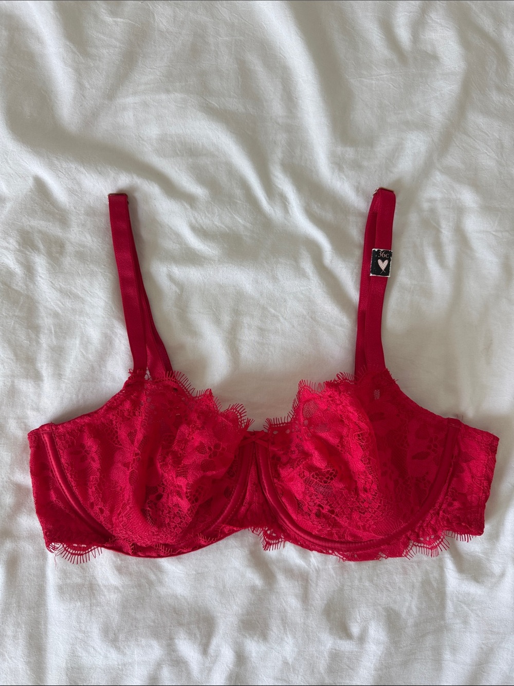 Victoria's Secret Red Lace Underwire Bra 36C